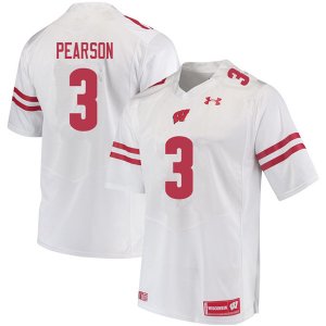 Men's Wisconsin Badgers NCAA #3 Reggie Pearson White Authentic Under Armour Stitched College Football Jersey OG31O55LF